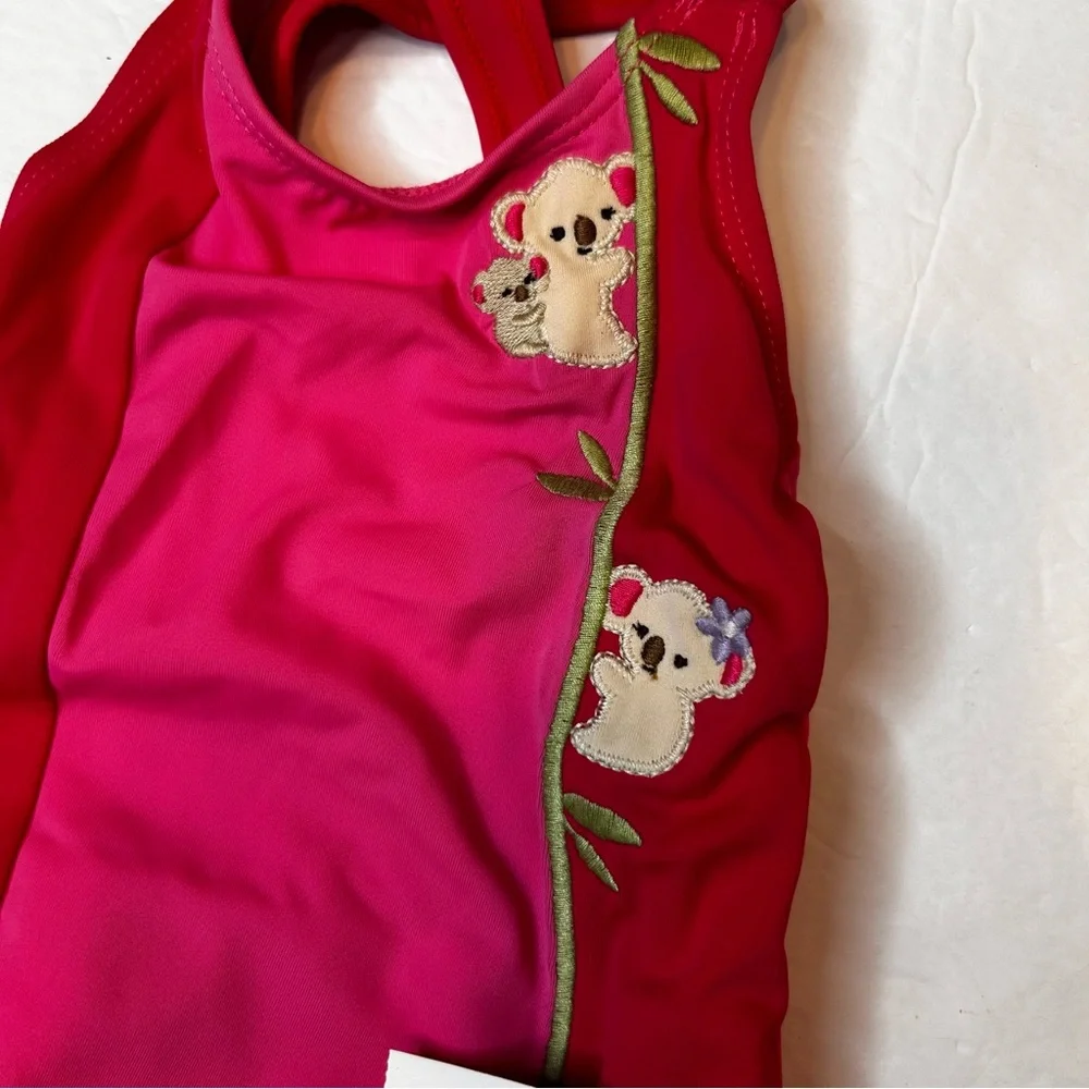 NWT Gymboree Koala Baby Girl Onepiece Swimsuit.Size 3-6 Months.Pink.Red …